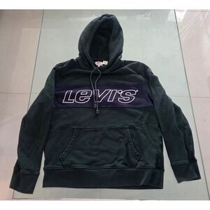 Levi's Dark Green Pullover Hoodie Mens Medium Spell Out Standard Logo Sweatshirt